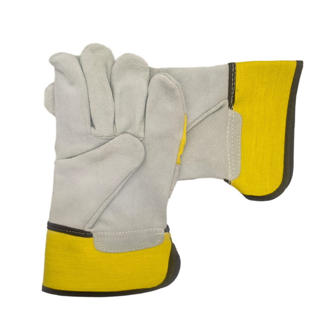 SuperRig Utility Yellow/Grey Premium Cow Spilt Leather Palm Glove